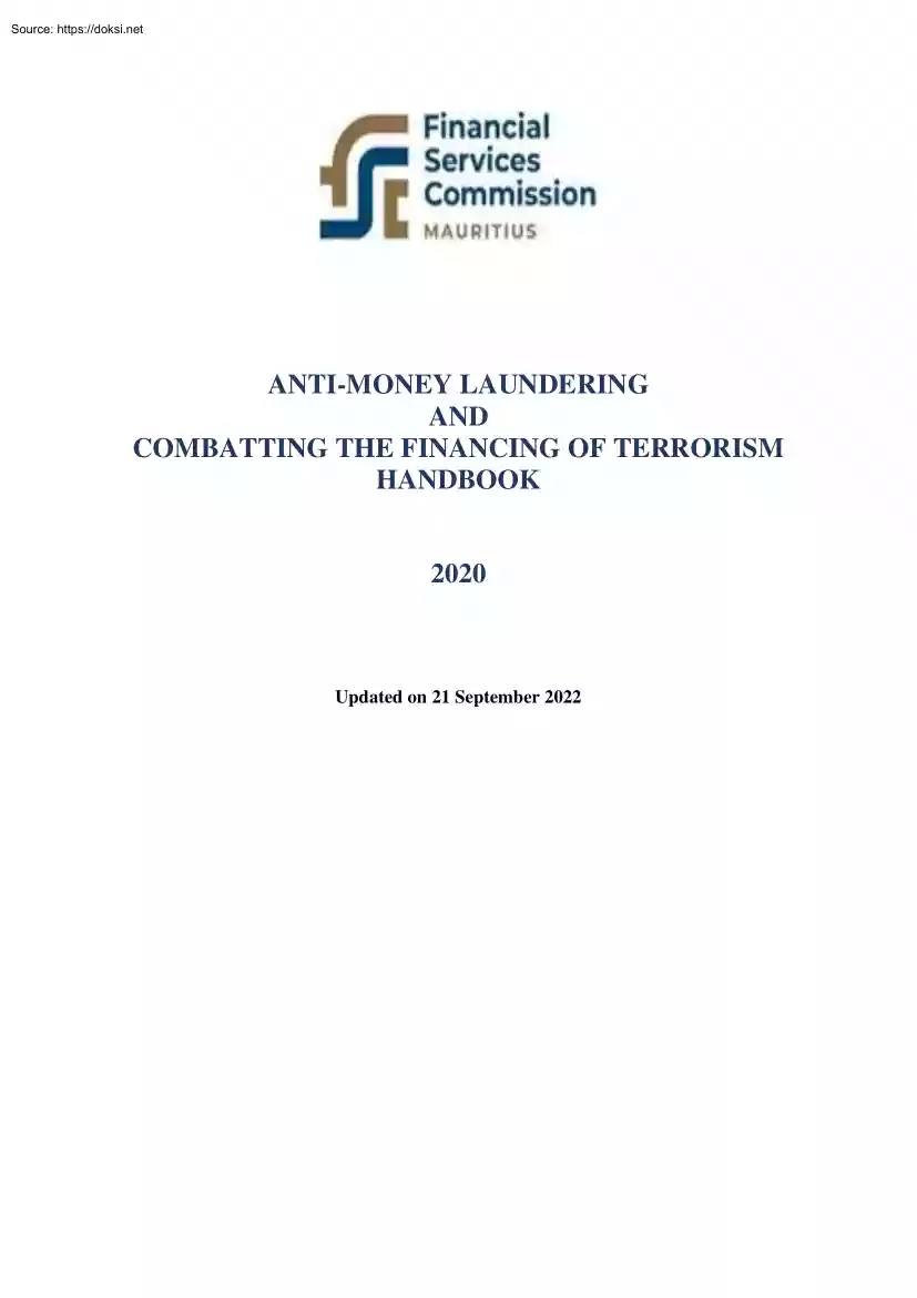 Anti Money Laundering and Combatting the Financing of Terrorism Handbook