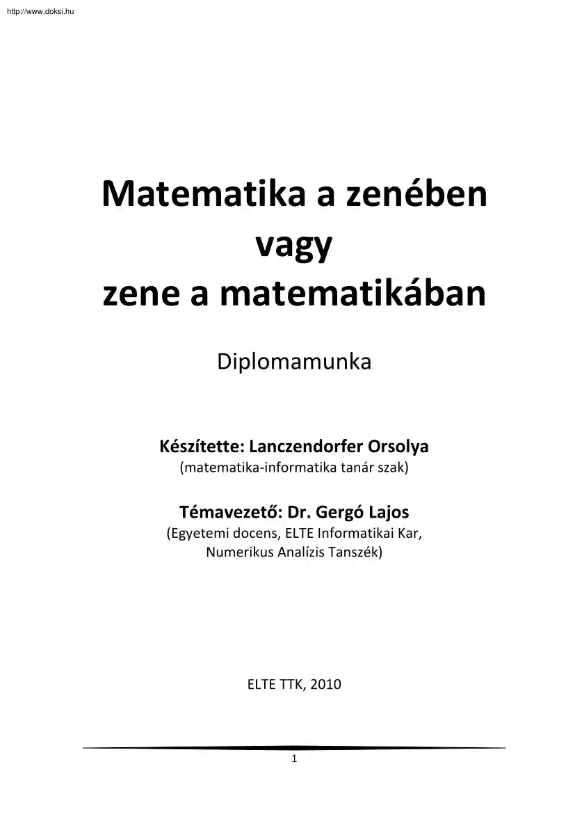 Lanczendorfer Orsolya - Matematika a zenében vagy zene a matematikában
