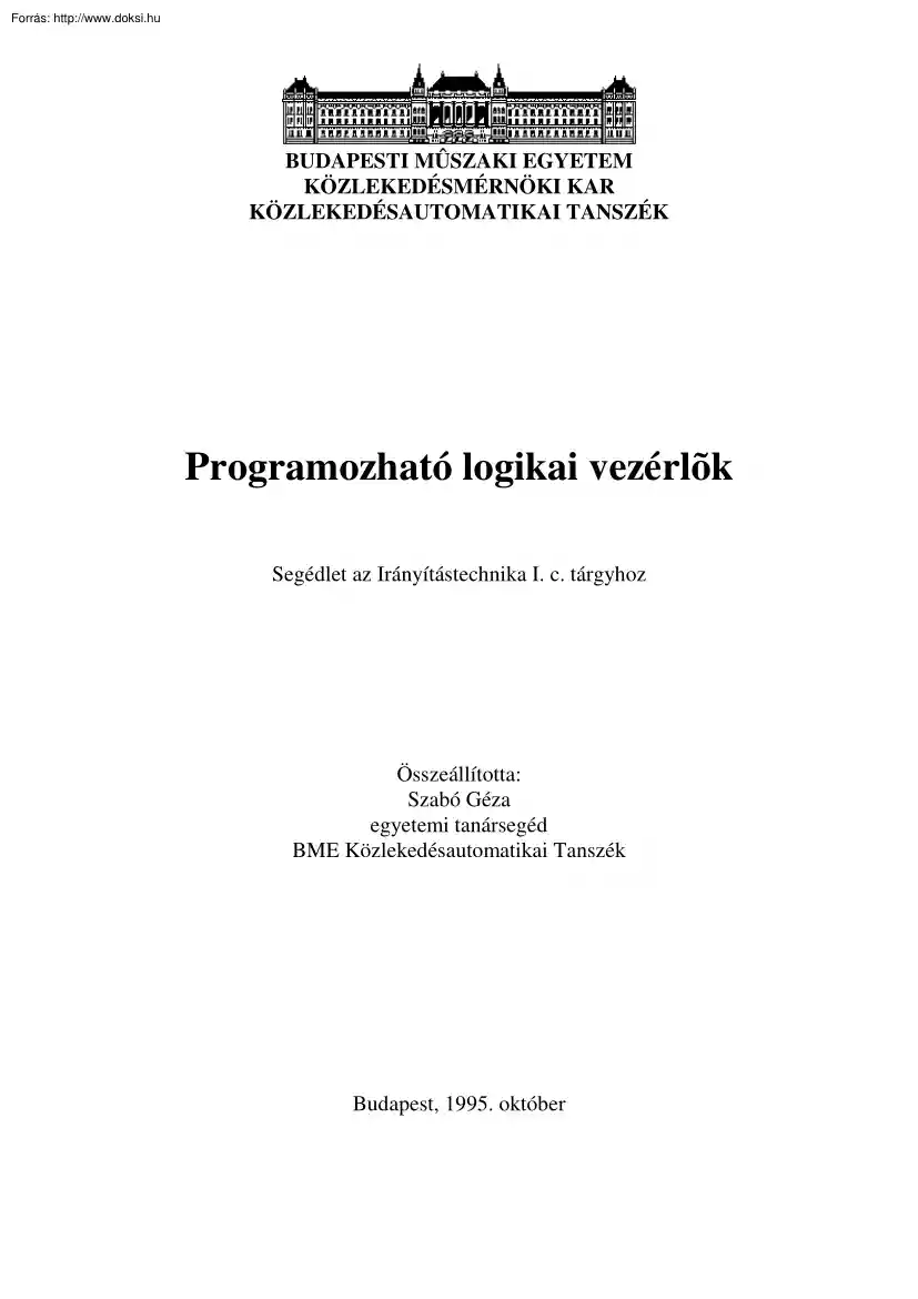 Szabó Géza - Programozható logikai vezérlők