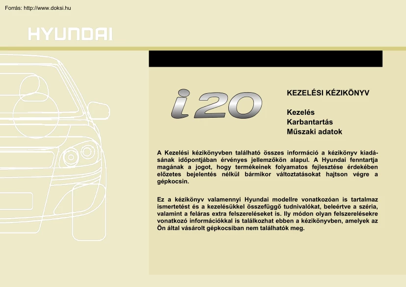 Hyundai i20 kezelési kézikönyv