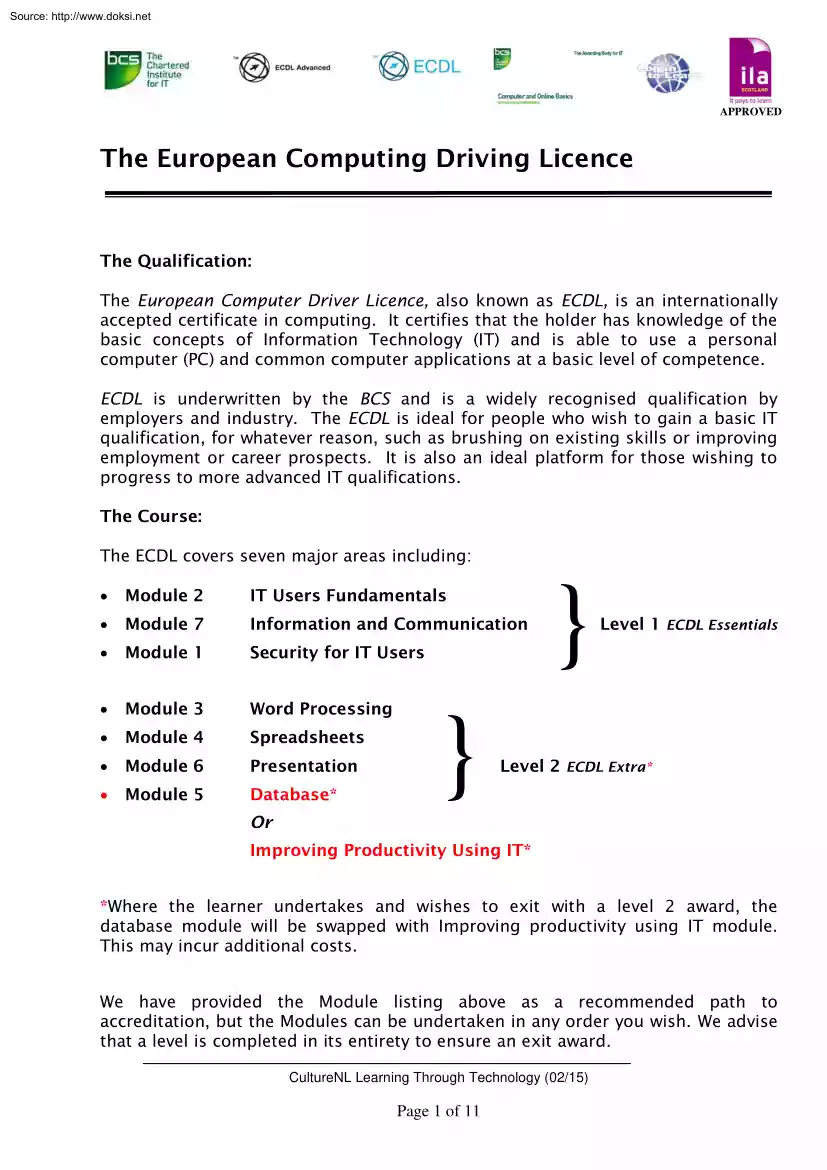 The European Computing Driving Licence