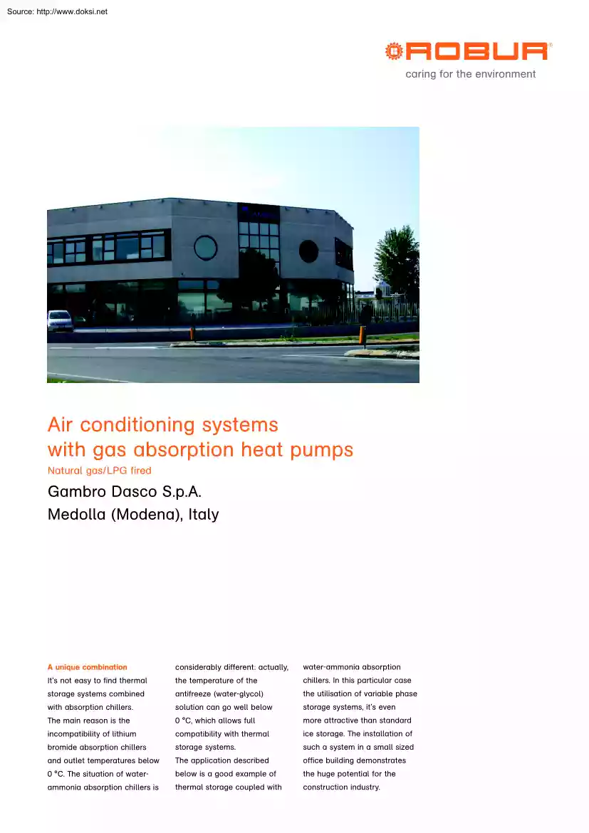 Air Conditioning Systems with Gas Absorption Heat Pumps