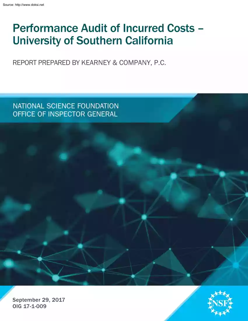 Performance Audit of Incurred Costs, University of Southern California