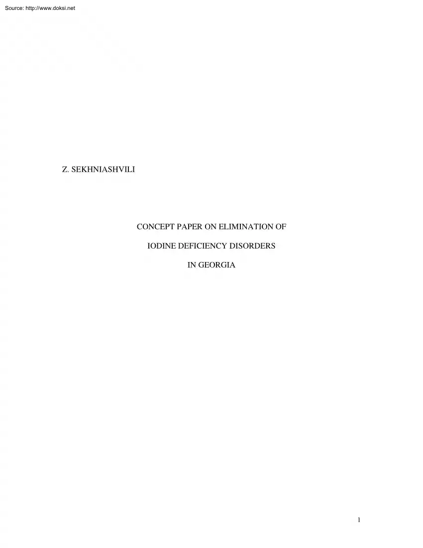 Z. Sekhniashvili - Concept Paper on Elimination of Iodine Deficiency Disorders in Georgia