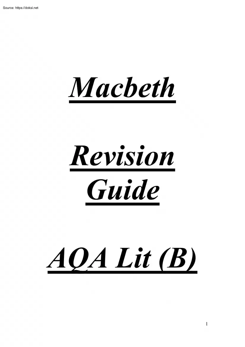 Macbeth, Revision Guide