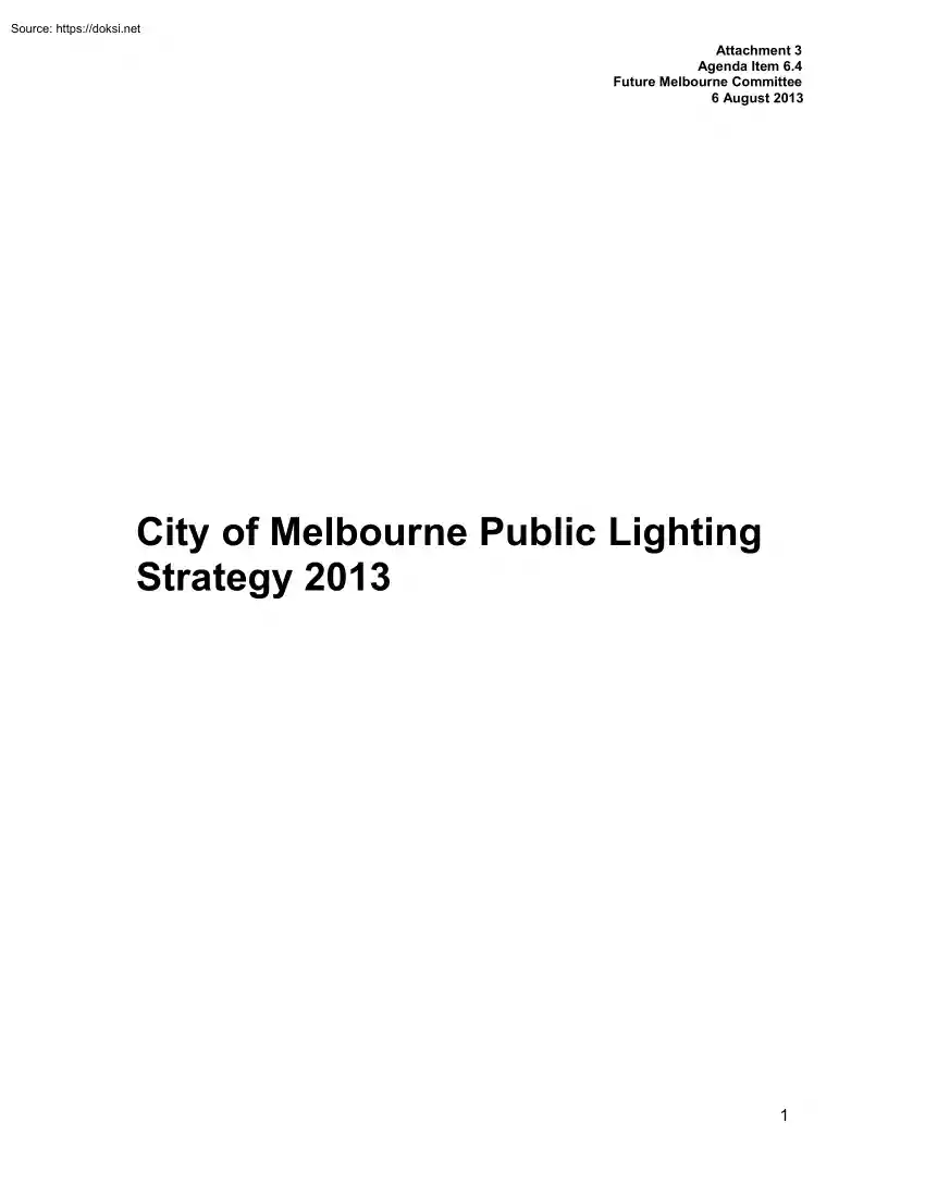 City of Melbourne Public Lighting Strategy