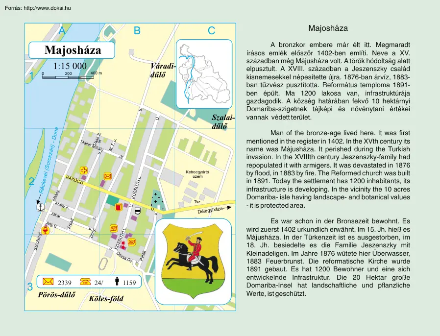 Majosháza térképe és rövid története