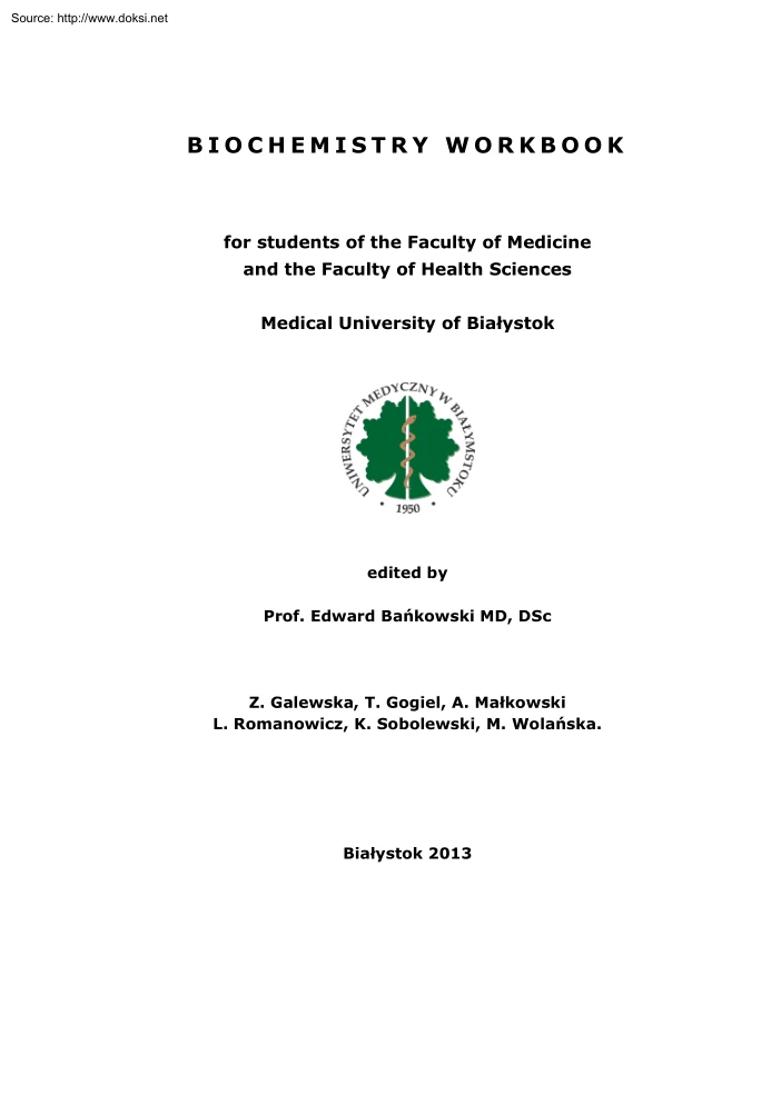 Prof. Edward Bankowski - Biochemistry Workbook