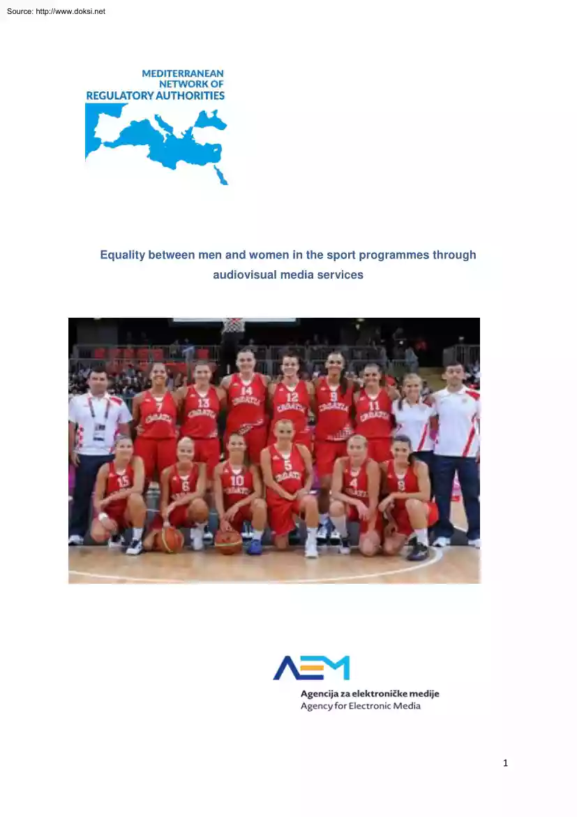 Equality between Men and Women in the Sport Programmes through Audiovisual Media Services