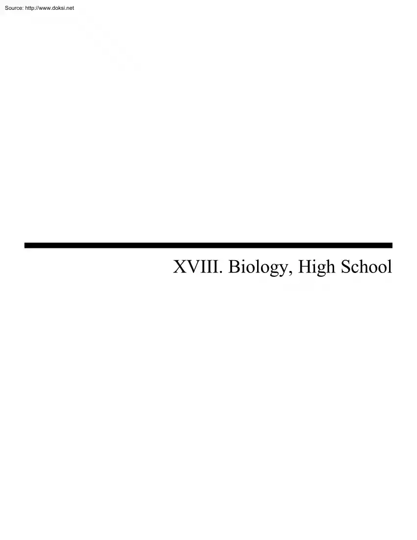 XVIII. Biology, High School Biology Test