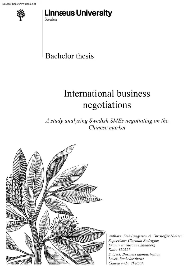 Bengtsson-Nielsen - International Business Negotiations