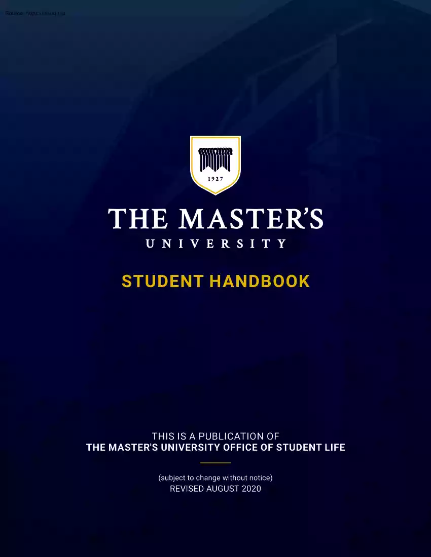 The Masters University, Student Handbook