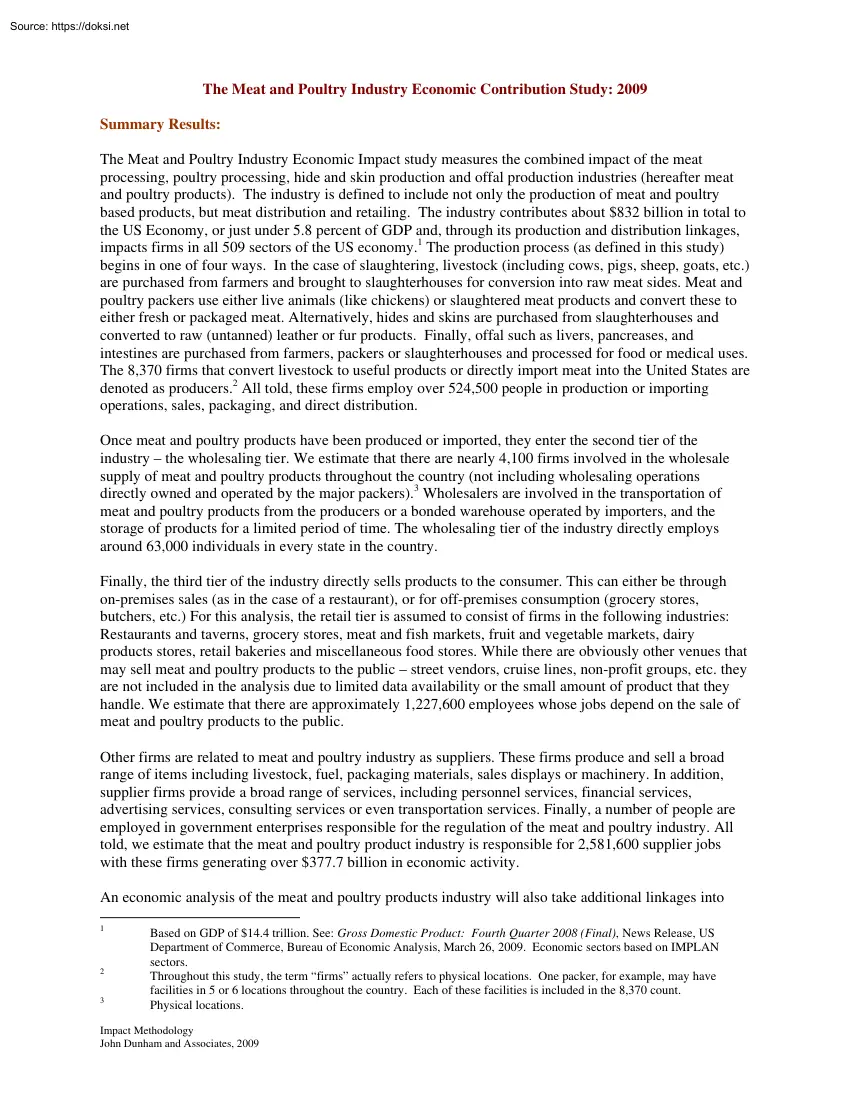 The Meat and Poultry Industry Economic Contribution