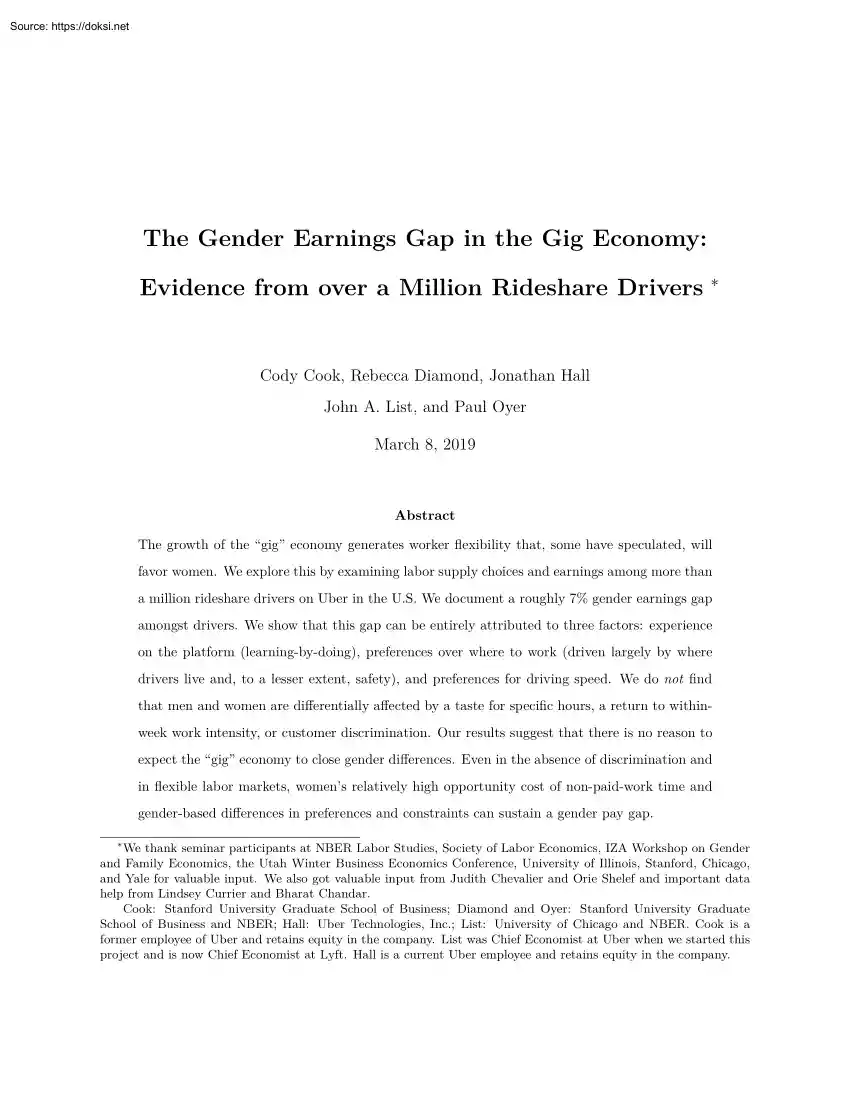 Cook-Diamond-Hall - The Gender Earnings Gap in the Gig Economy, Evidence from over a Million Rideshare Drivers