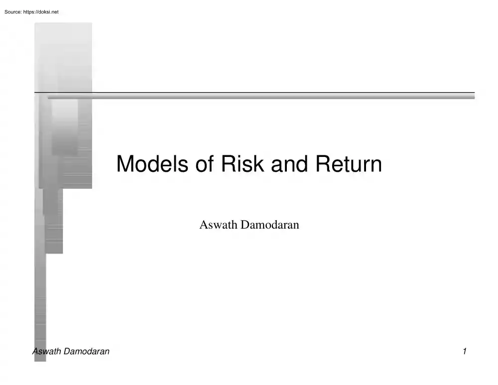 Aswath Damodaran - Models of Risk and Return
