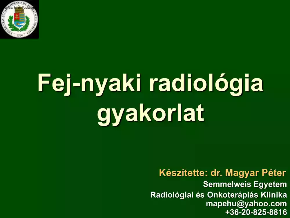 dr. Magyar Péter - Fej-nyaki radiológia gyakorlat