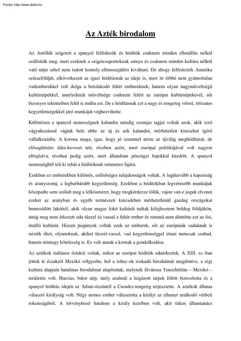 Májer Ferenc - Az Azték birodalom