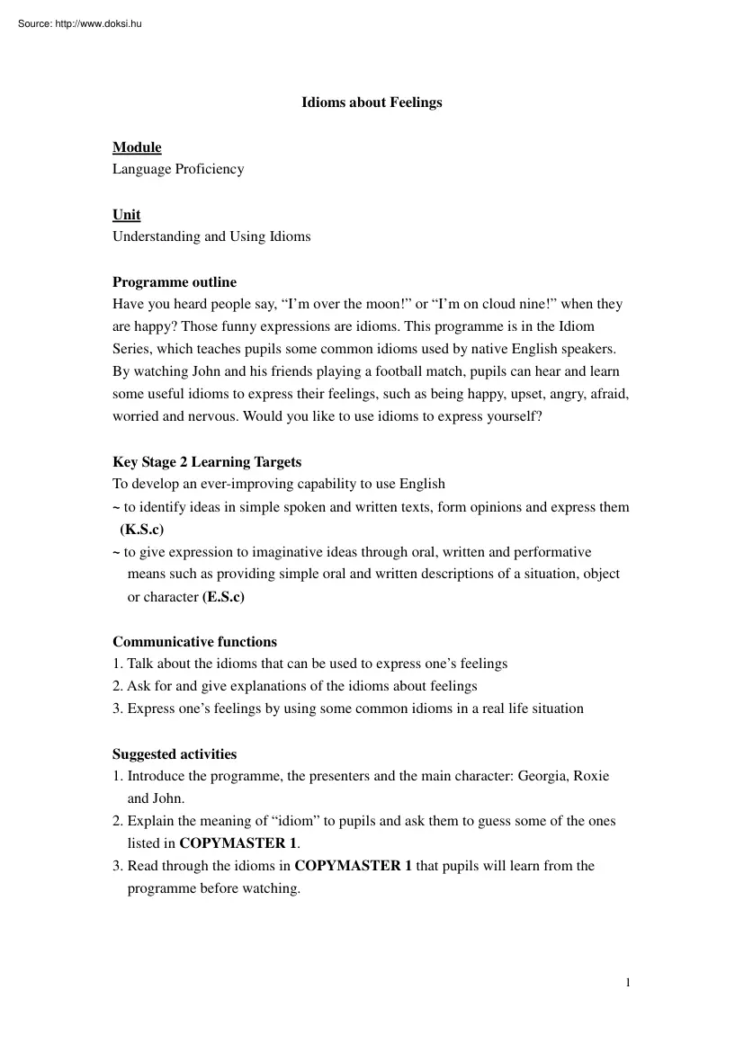 Idioms about feelings