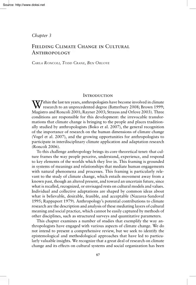 Roncoli-Crane - Fielding Climate Change in Cultural Anthropology