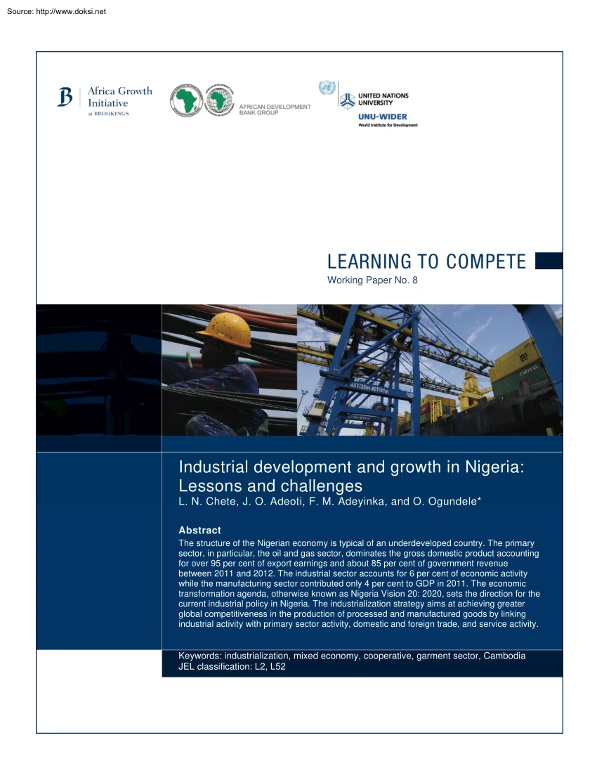 Chete-Adeoti-Adeyinka - Industrial Development and Growth in Nigeria, Lessons and Challenges