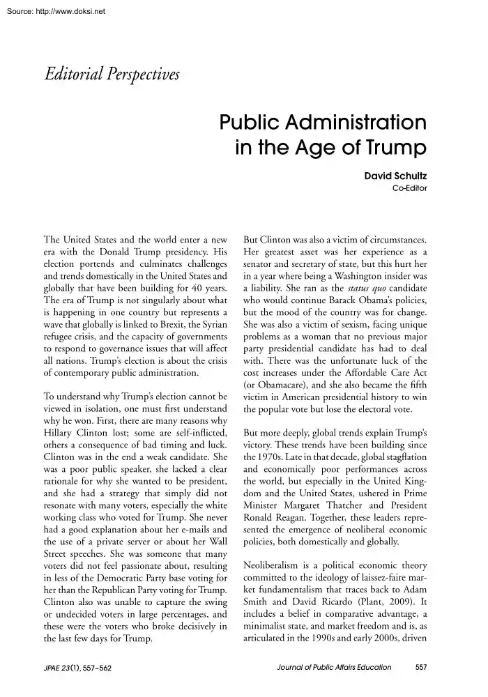 David Schultz - Public Administration in the Age of Trump