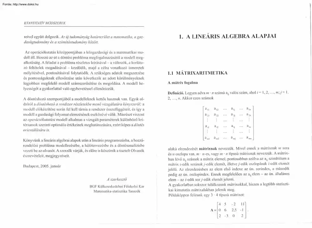 A lineáris algebra alapjai