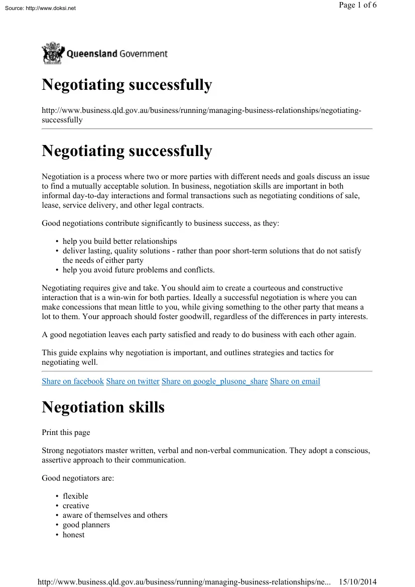 Negotiating Successfully