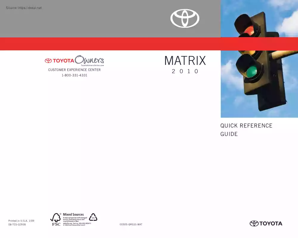 Toyota Matrix, 2010 owners manual