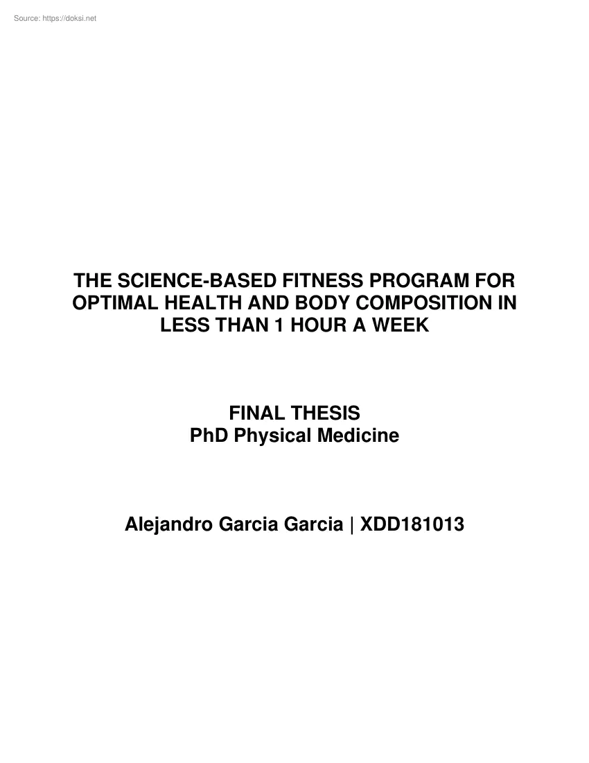 Alejandro Garcia Garcia - The science-based fitness program for optimal health and body composition