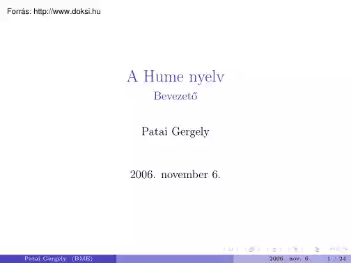 Patai Gergely - A Hume nyelv