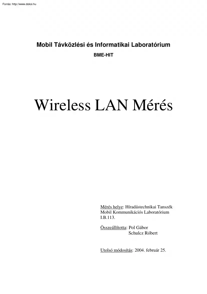 Pol-Shulcz - Wireless LAN mérés