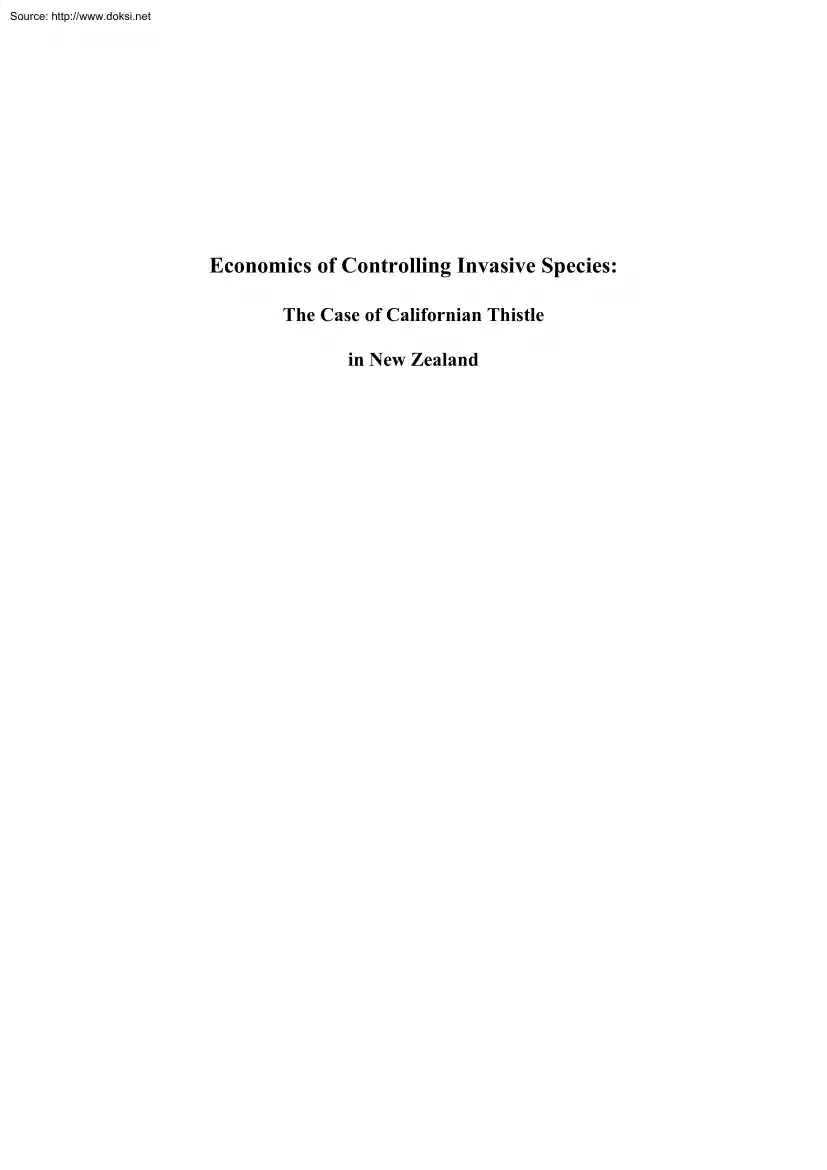Prof. dr. E. C. van Ierland - Economics of Controlling Invasive Species, The Case of Californian Thistle in New Zealand