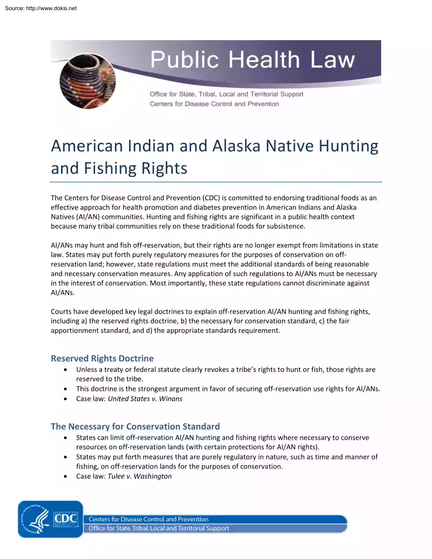 American Indian and Alaska Native Hunting and Fishing Rights