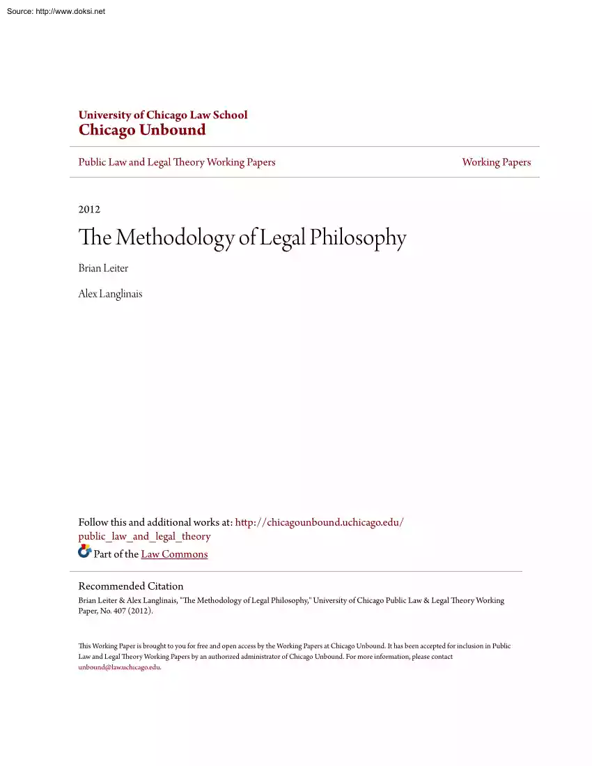 Leiter-Langlinais - The Methodology of Legal Philosophy