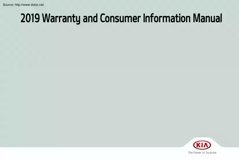 Warranty and Consumer Information Manual, KIA