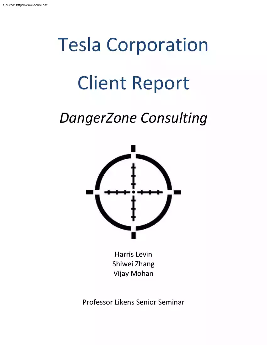 Levin-Zhang-Mohan - Tesla Corporation Client Report