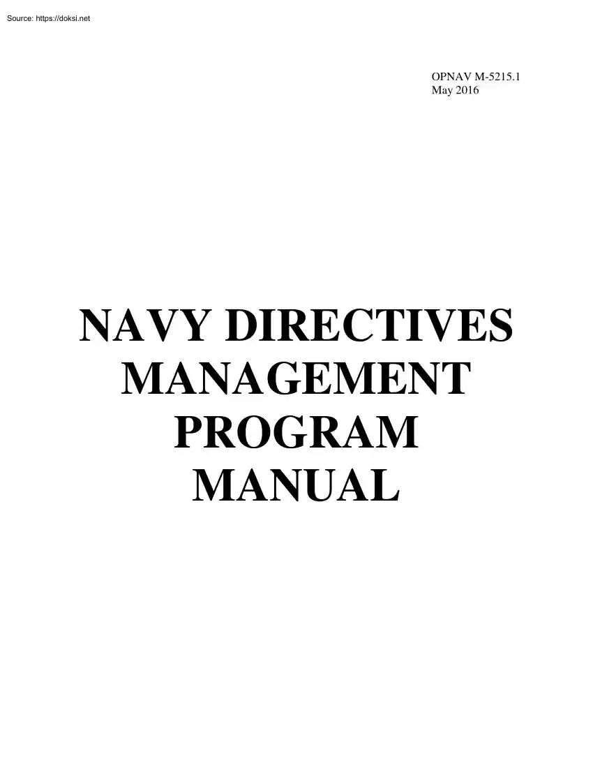 Navy Directives Management Program Manual