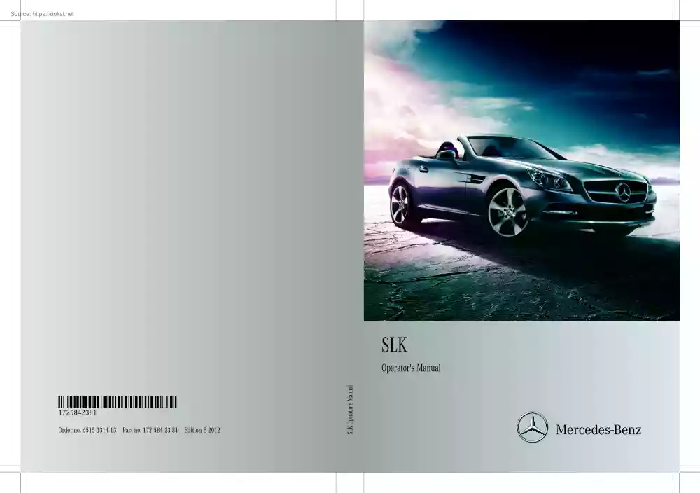 Mercedes-Benz SLK, 2012 owners manual