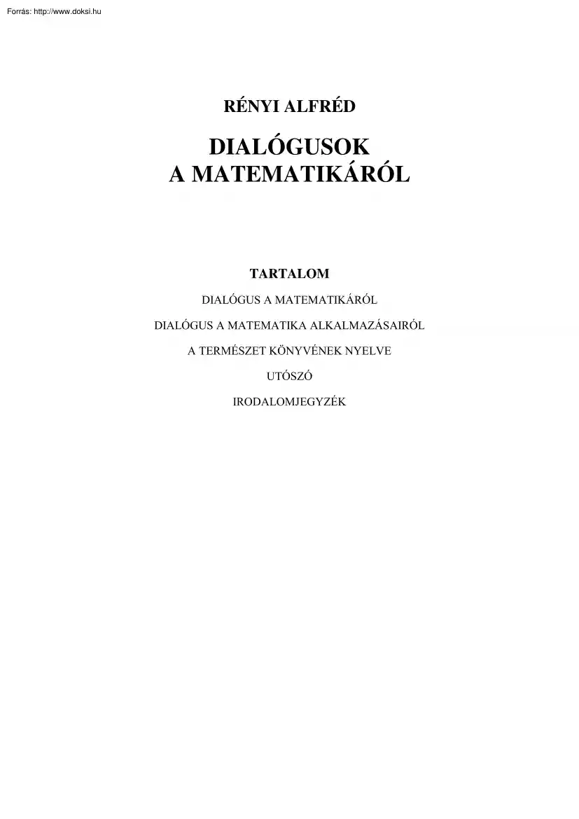Rényi Alfréd - Dialógusok a matematikáról