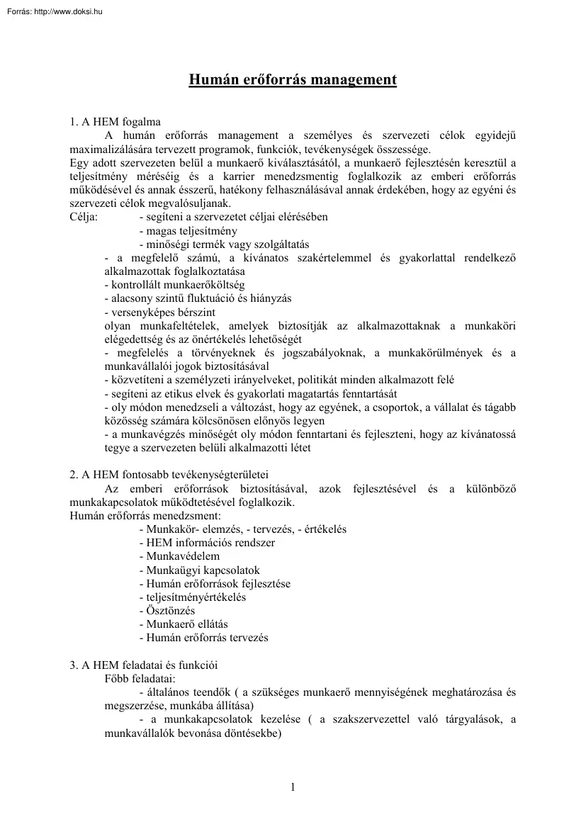 Humán erőforrás management