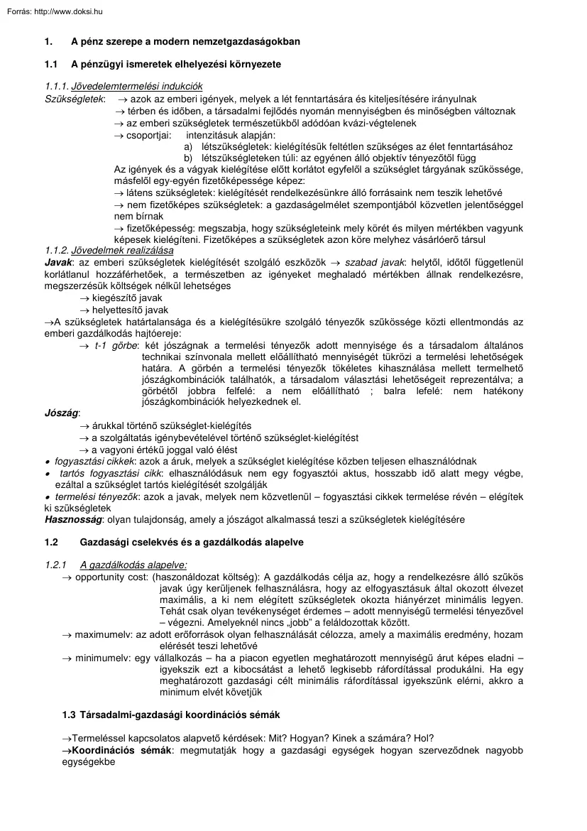 PSZF Pénzügyi ismeretek jegyzet, 2002