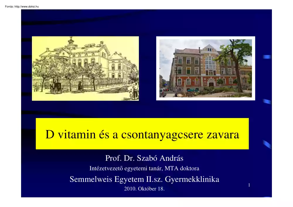 Dr. Szabó András - Vitaminszükséglet a gyermekkorban, a D-vitamin anyagcsere és zavarai