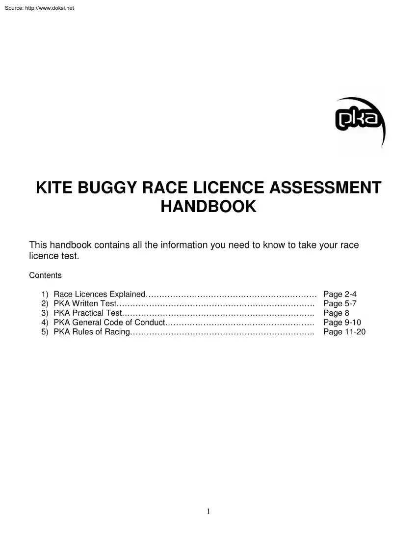 Kite Buggy Race Licence Assessment Handbook