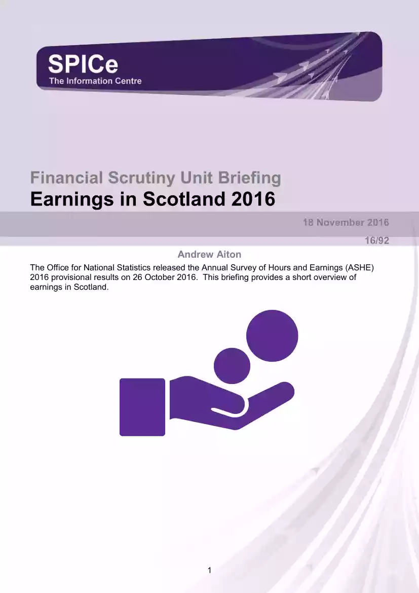 Financial Scrutiny Unit Briefing, Earnings in Scotland