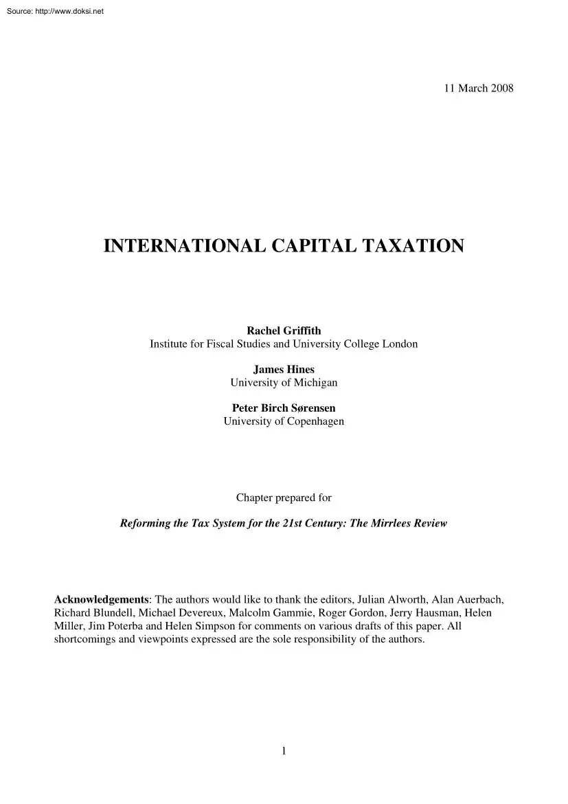 Griffith-Hines-Sorensen - International Capital Taxation