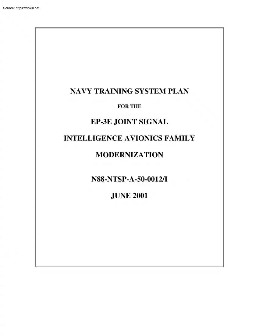Navy Training System Plan for the EP 3e Joint Signal Intelligence Avionics Family Modernization
