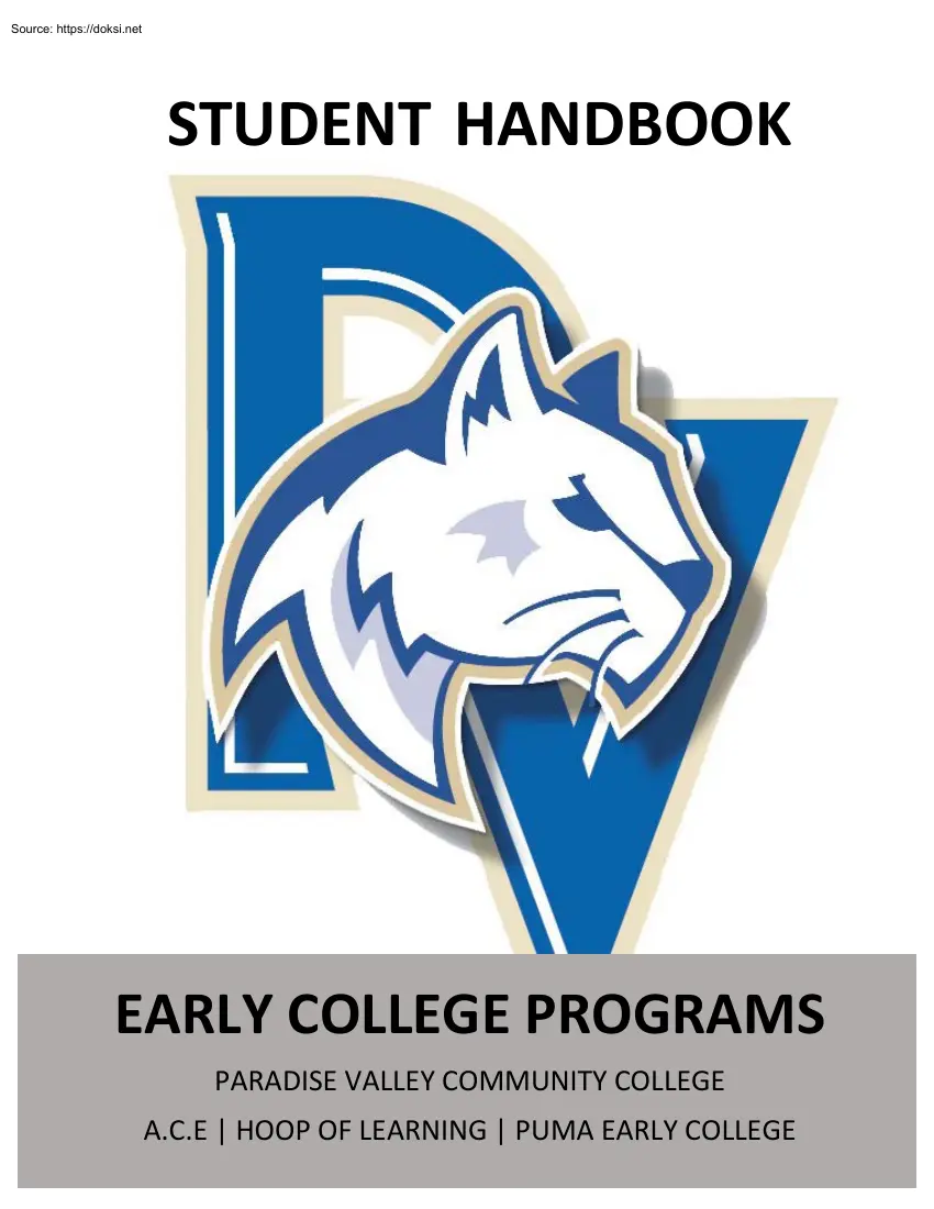 Paradise Valley Community College, Student Handbook