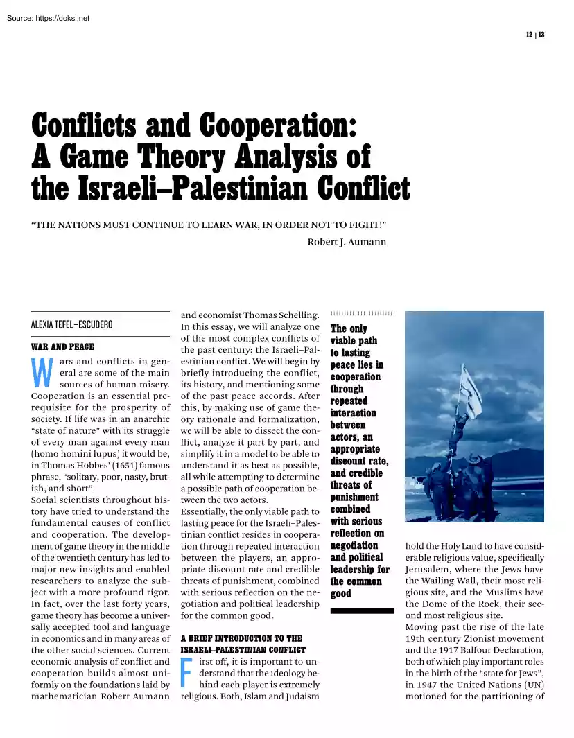 Robert J. Aumann - Conflicts and Cooperation, A Game Theory Analysis of the Israeli–Palestinian