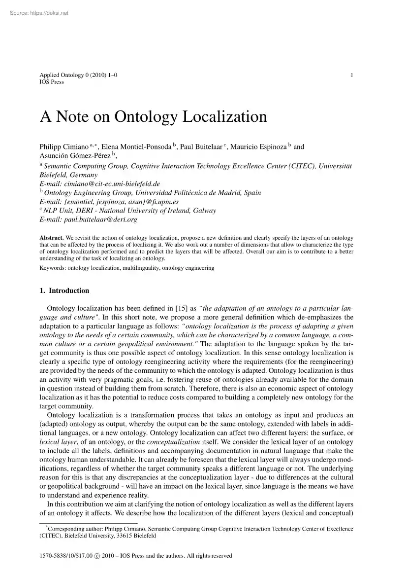 A Note on Ontology Localization