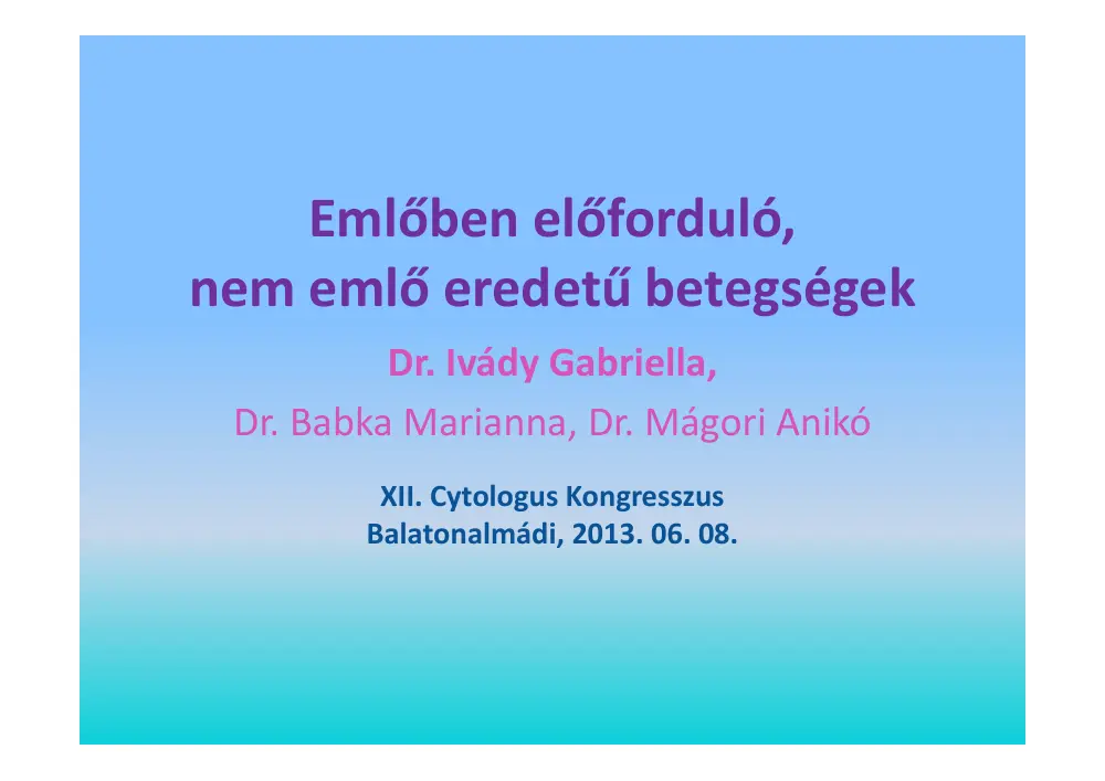 Emlőben előforduló, nem emlő eredetű betegségek